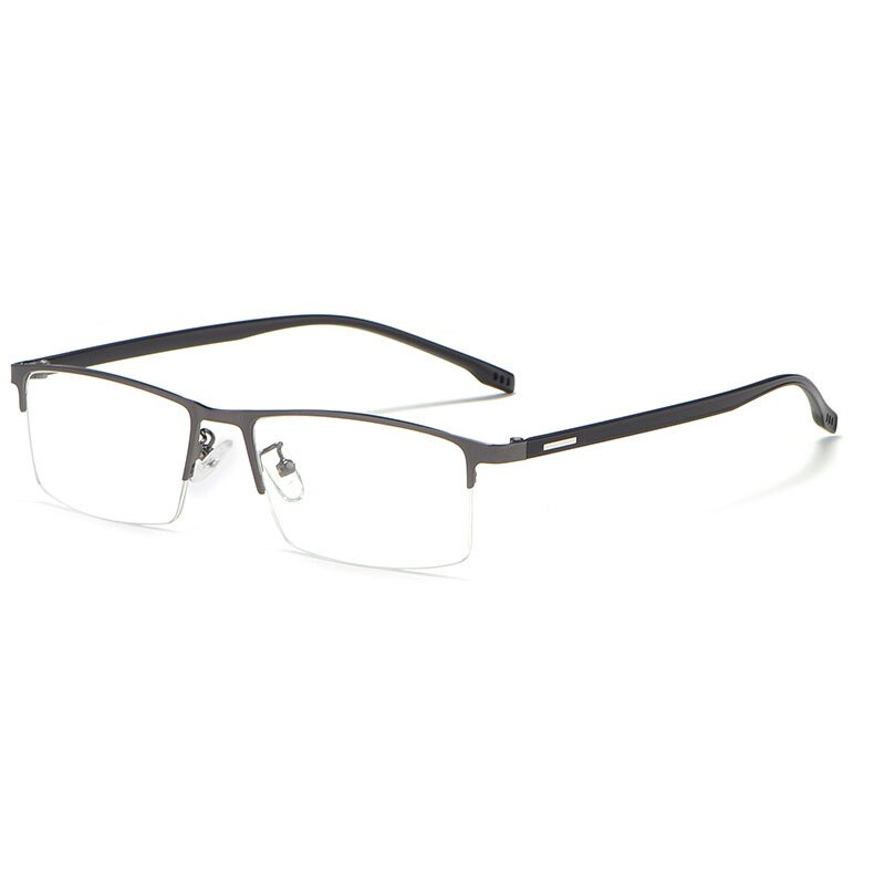 Hotochki Men's Semi Rim Rectangular Alloy Frame Eyeglasses 9102 Semi Rim Hotochki gray  
