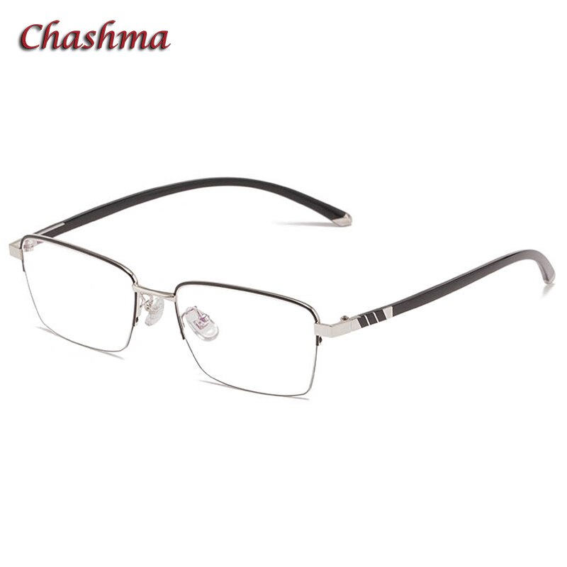Chashma Ochki Unisex Full Rim Square Titanium Alloy Eyeglasses 959 Full Rim Chashma Ochki Black Silver  