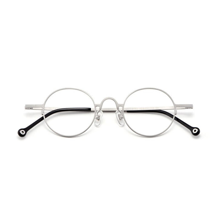 Aissuarvey Unisex Round Titanium Full Rim Frame Eyeglasses Full Rim Aissuarvey Eyeglasses Silver  