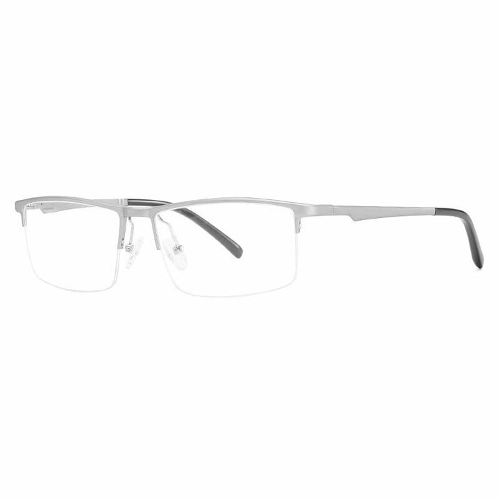 Hotochki Unisex Semi Rim Aluminum Magnesium Alloy Frame Eyeglasses 6331 Semi Rim Hotochki Silver  