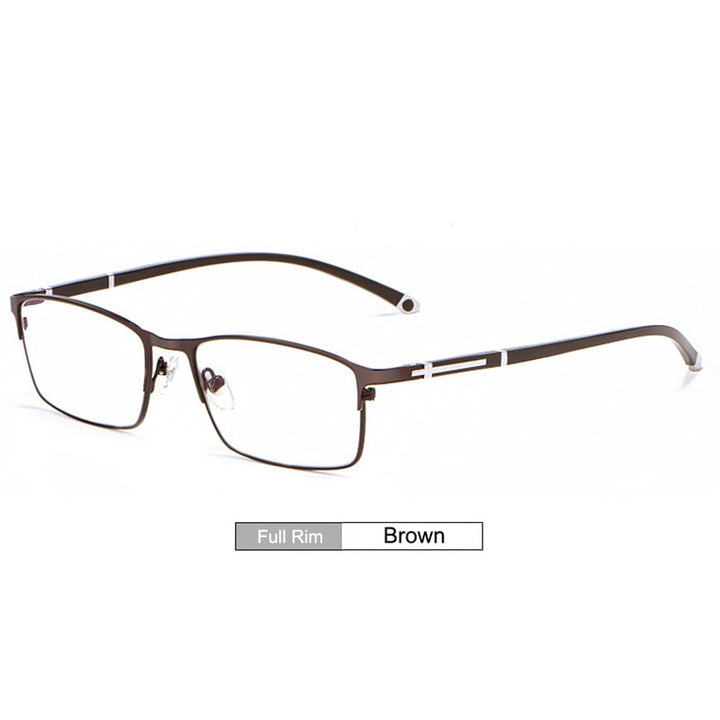 Unisex Eyeglasses Alloy Full Rim Styles And Half Rim Frame P9211 Semi Rim Gmei Optical Full-Rim-Brown  