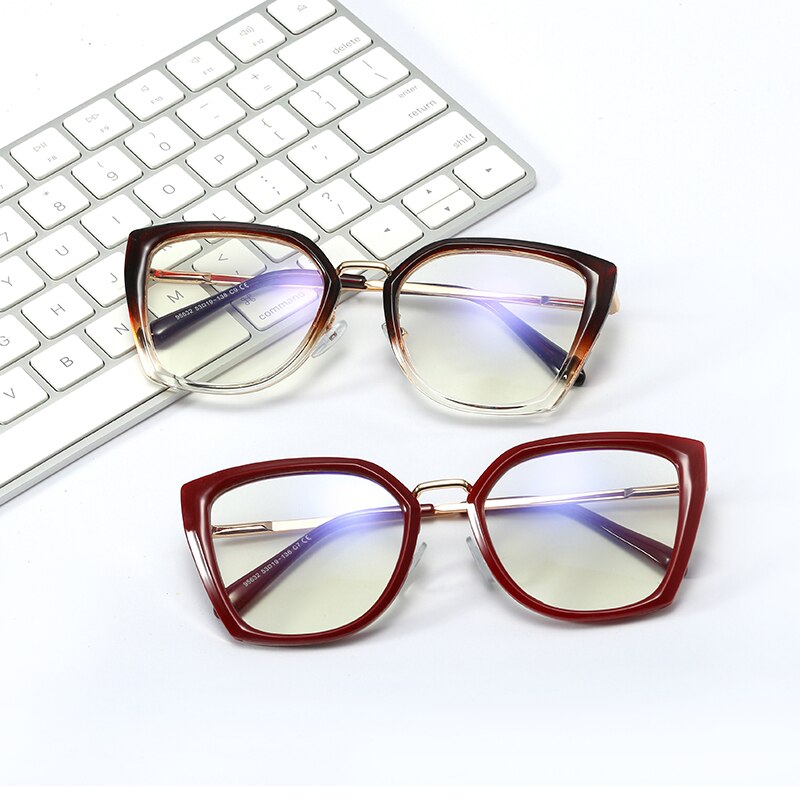 Hotony Women's Full Rim Cat Eye TR 90 Resin Alloy Frame Eyeglasses 95632 Full Rim Hotony   