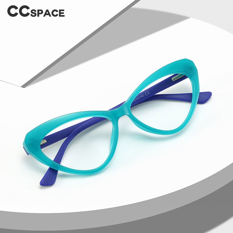 CCSpace Unisex Full Rim Cat Eye Tr 90 Titanium Frame Eyeglasses 47532 Full Rim CCspace   