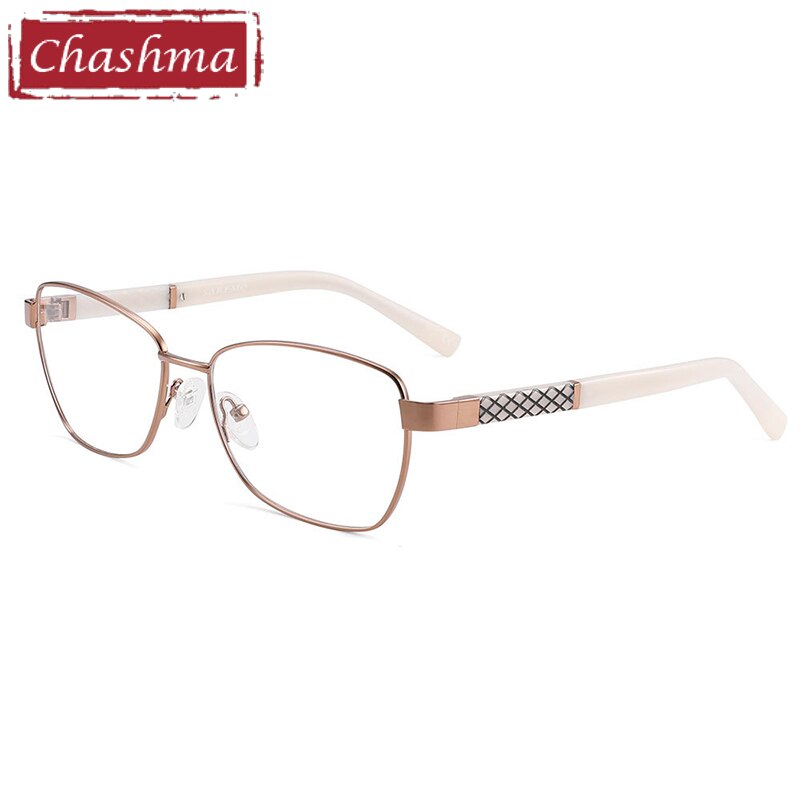 Women's Alloy Frame Acetate Temple Eyeglasses 7010 Frame Chashma White Temple  