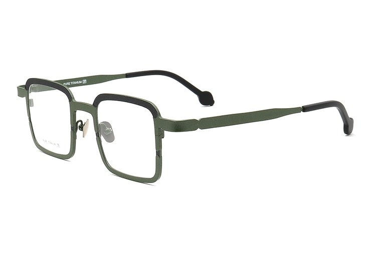 Muzz Men's Full Rim Square Titanium Frame Eyeglasses T7746 Full Rim Muzz C1  