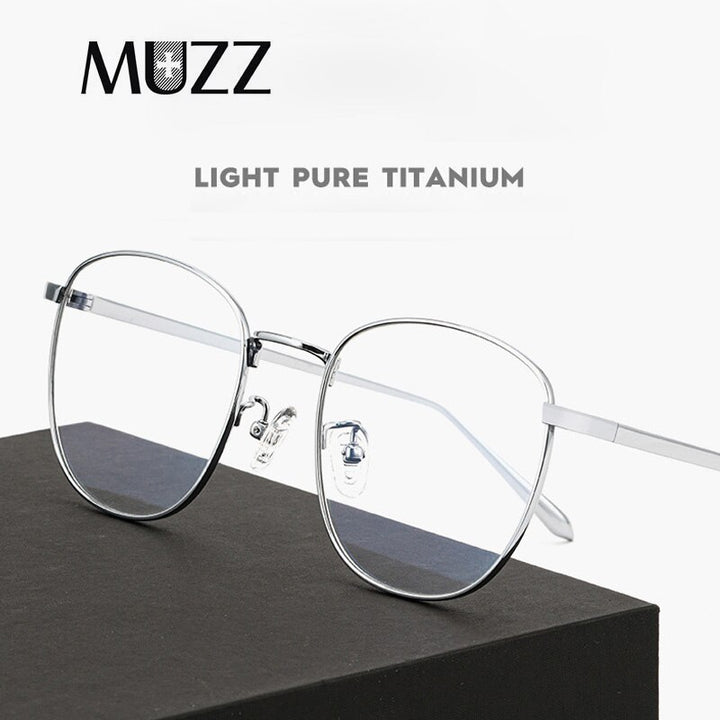 Muzz Men's Full Rim Square Titanium Frame Eyeglasses 31015 Full Rim Muzz   