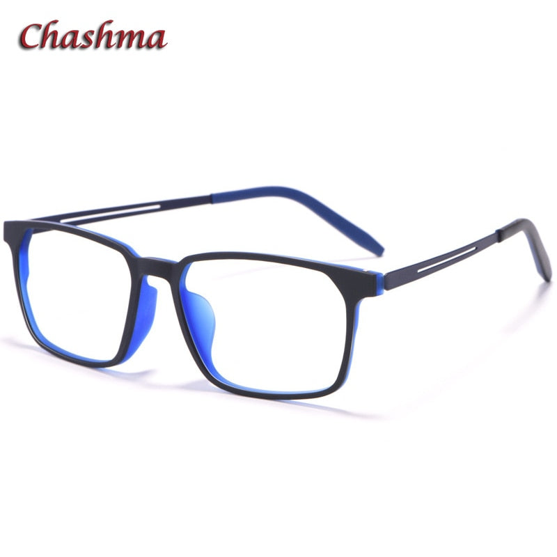 Chashma Ochki Unisex Full Rim Square Tr 90 Titanium Eyeglasses 8878 Full Rim Chashma Ochki Black Blue  