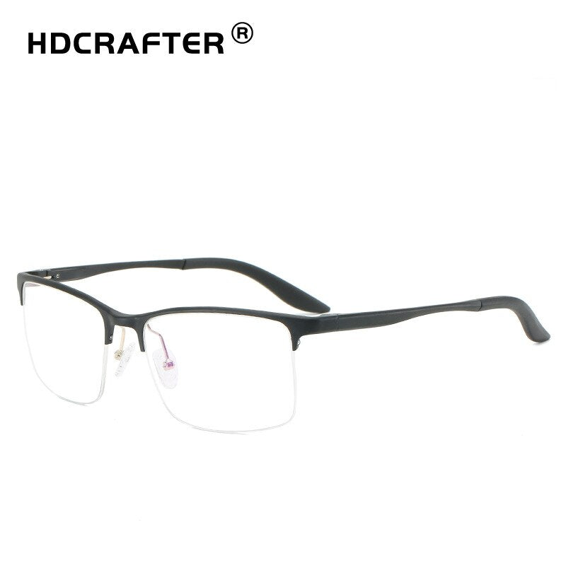 Hdcrafter Men's Semi Rim Square TR 90 Titanium Frame Eyeglasses P6325 Semi Rim Hdcrafter Eyeglasses   