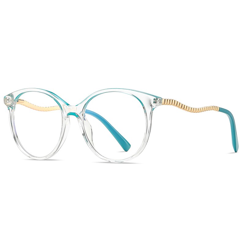 Gmei Women's Full Rim TR 90 Metal Round Frame Eyeglasses 2067 Full Rim Gmei Optical C2 Transparent  