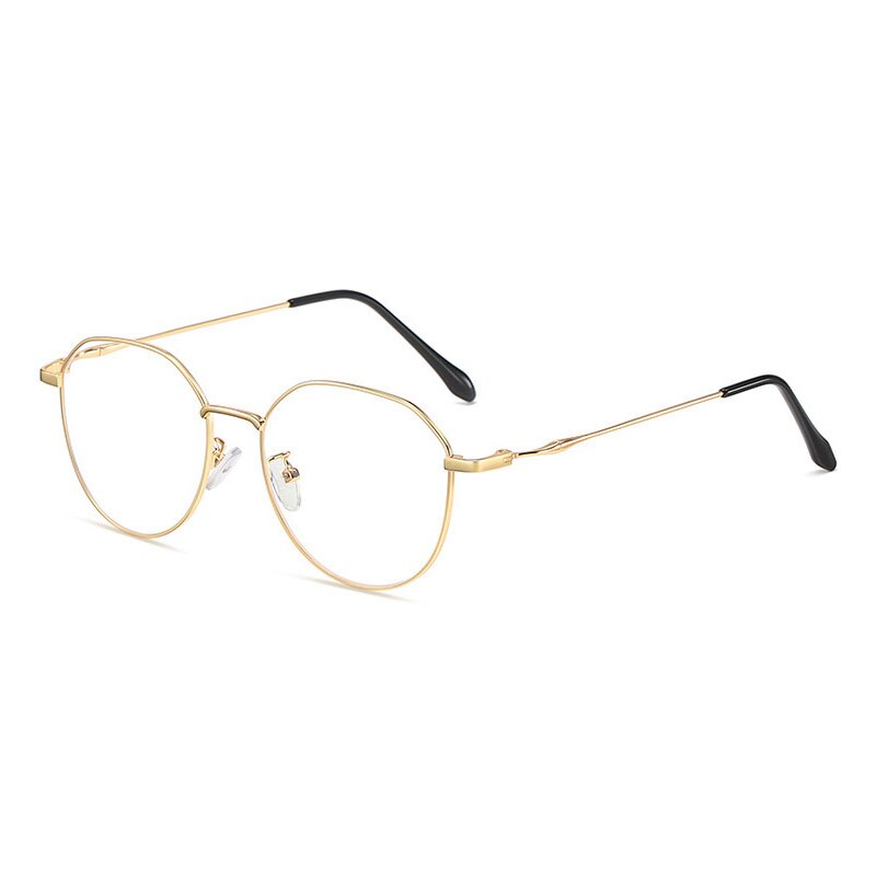 Handoer Unisex Full Rim Polygonal Square Alloy Eyeglasses 1913 Full Rim Handoer BLACK GOLD  