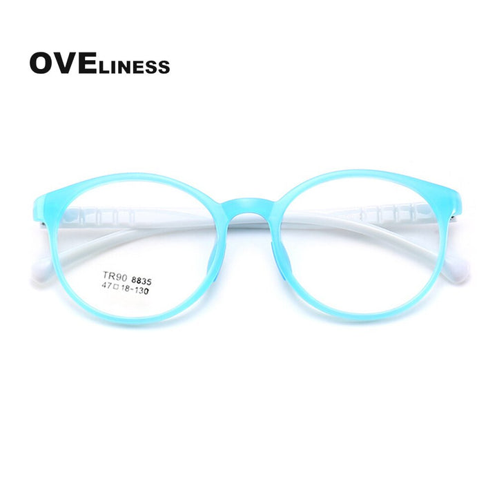 Oveliness Children's Unisex Full Riim Round Tr90 Titanium Eyeglasses 8835 Frame Oveliness blue  