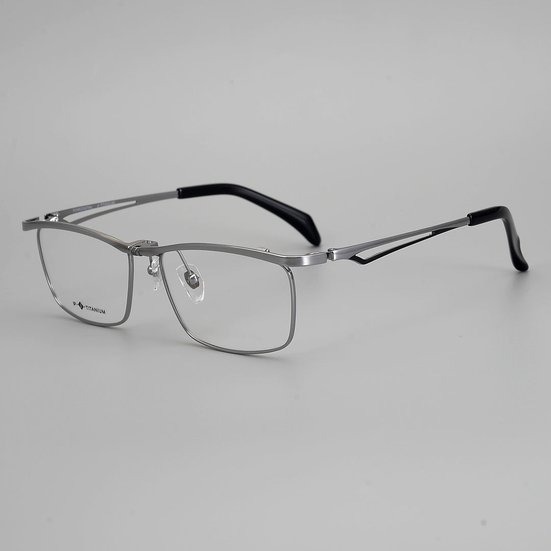 Muzz Men's Full Rim Square Titanium Flip Up Frame Eyeglasses T18043 Full Rim Muzz Silver  