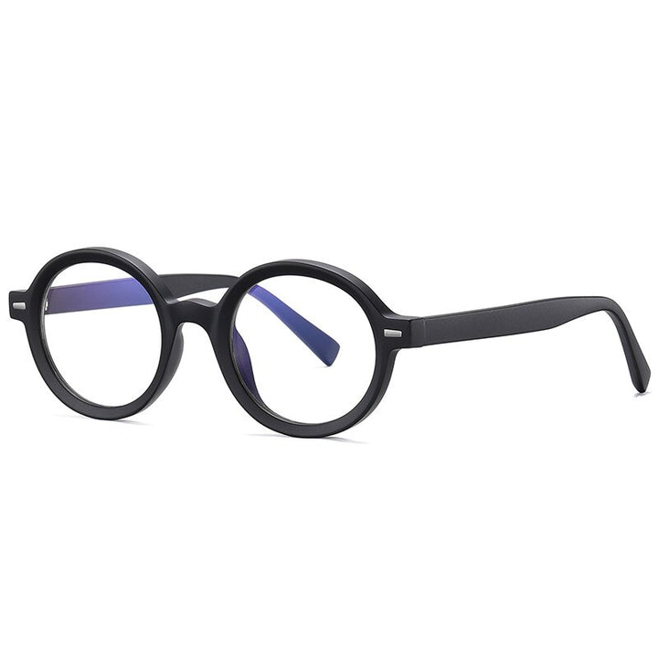 Gmei Unisex Full Rim TR 90 Titanium Round Frame Eyeglasses 2092 Full Rim Gmei Optical C4 Matte Black  