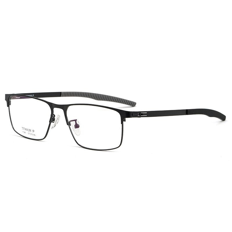 Yimaruili Men's Full Rim Square β Titanium Frame Eyeglasses F1981 Full Rim Yimaruili Eyeglasses Black  