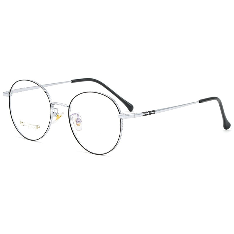 KatKani Unisex Full Rim Round Titanium Frame Eyeglasses 2065 Full Rim KatKani Eyeglasses   