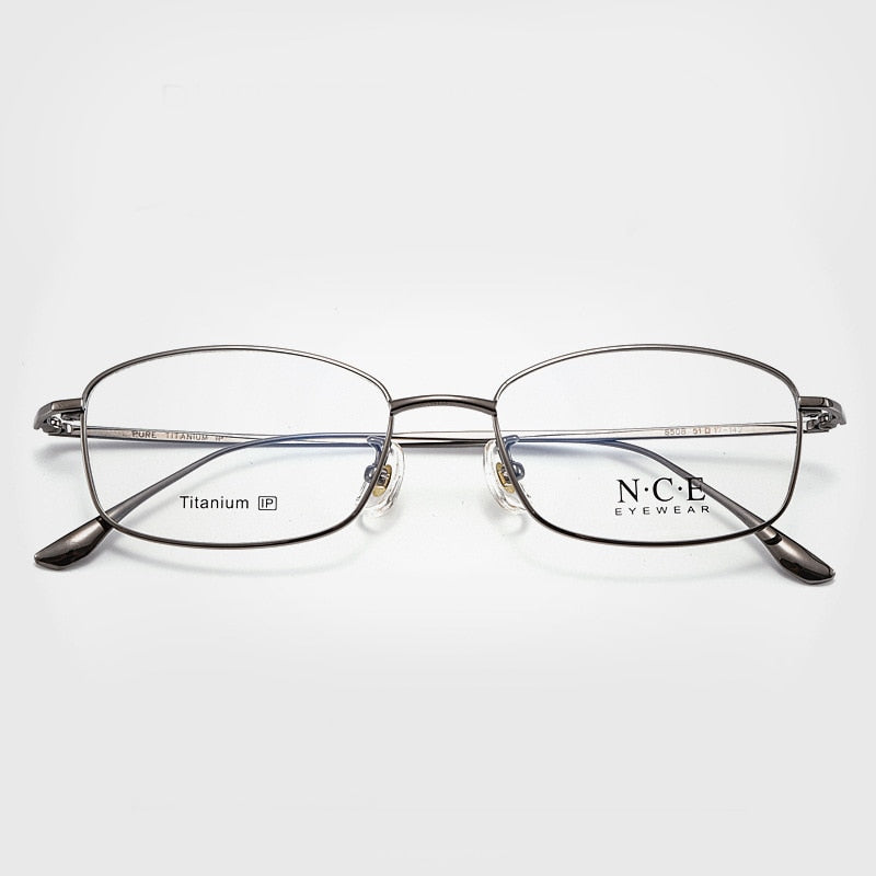Men's Full Rim Square Titanium Frame Eyeglasses SC8508 Full Rim Bclear gray  