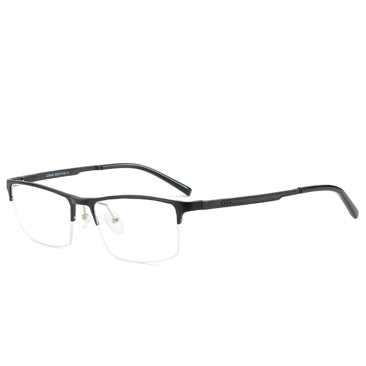 Hdcrafter Men's Semi Rim TR 90 Titanium Alloy Square Frame Eyeglasses P6342 Semi Rim Hdcrafter Eyeglasses   