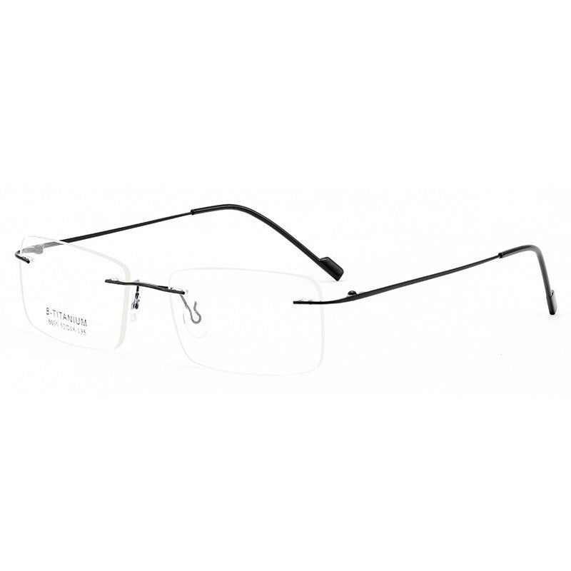 KatKani Men's Rimless β Titanium Alloy Frame Eyeglasses K6036 Rimless KatKani Eyeglasses Black  