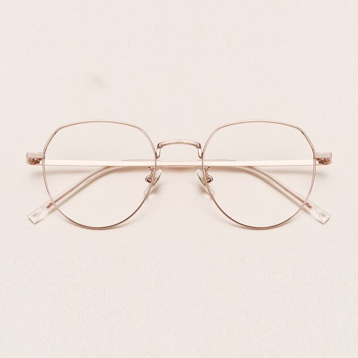 Yimaruili Unisex Full Rim Round Titanium Frame Eyeglasses 1901 Full Rim Yimaruili Eyeglasses Rose Gold  
