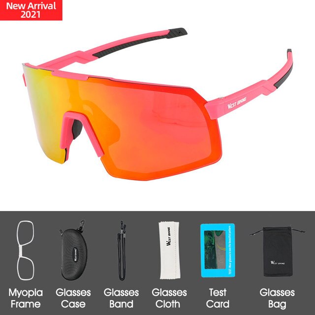West Biking unisex Sport Sunglasses - Polarized and Stylish Pink Orange / One Size