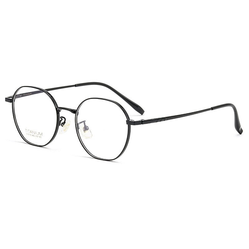 Hotony Women's Full Rim Round Titanium Frame Eyeglasses S1918 Full Rim Hotony black  