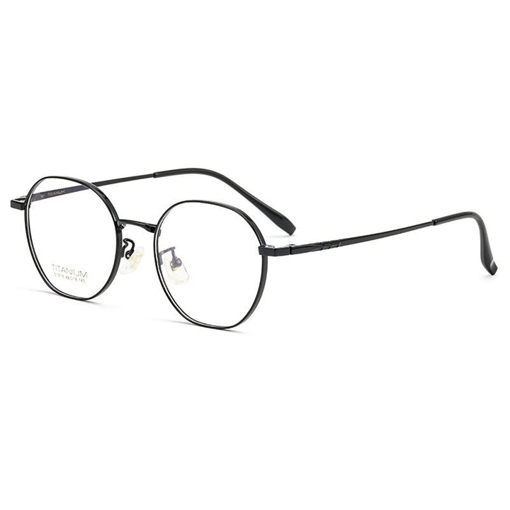 Hotony Women's Full Rim Round Titanium Frame Eyeglasses S1918 Full Rim Hotony black  