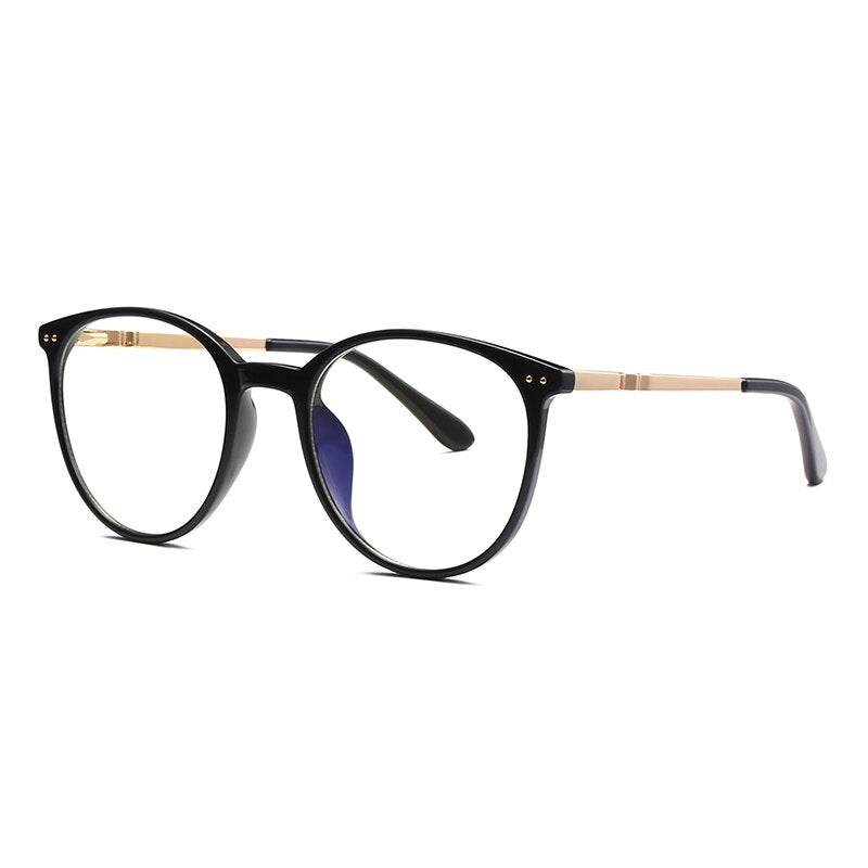 Hotochki Women's Full Rim Round TR-90 Resin Alloy Frame Eyeglasses 2055 Full Rim Hotochki black  