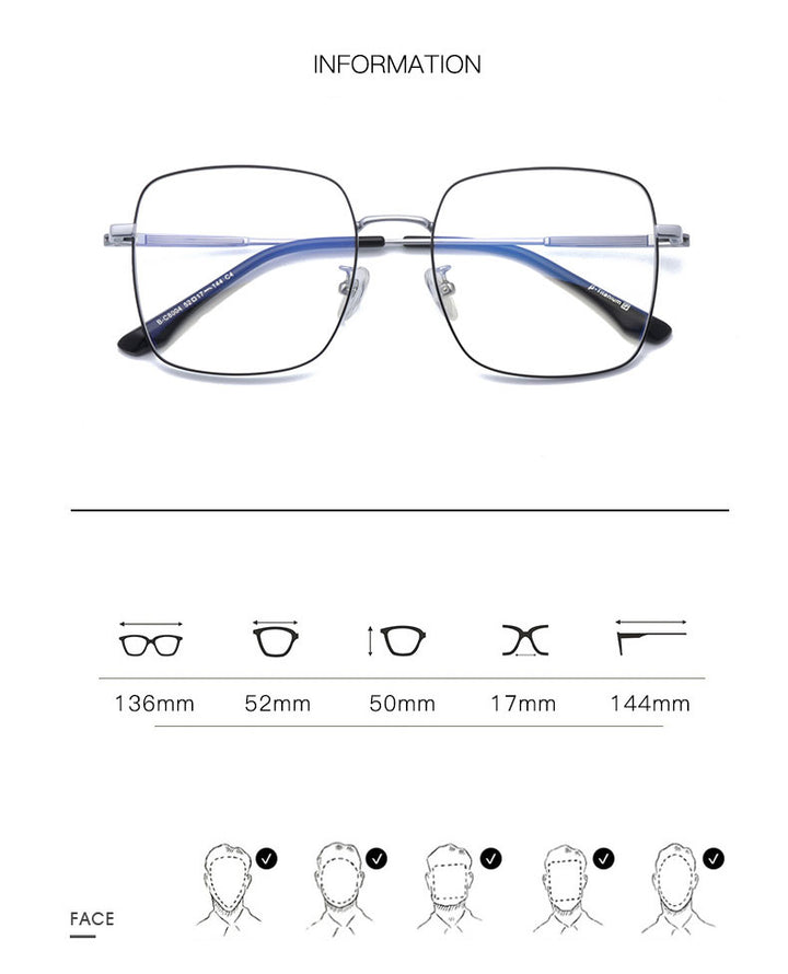 Hotony Unisex Full Rim Square Titanium Frame Eyeglasses 8004 Full Rim Hotony   