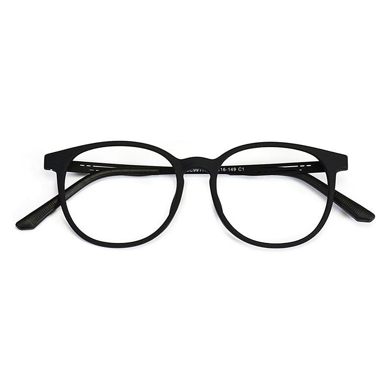 KatKani Unisex Full Rim Round TR 90 Resin Titanium Frame Eyeglasses K99113 Full Rim KatKani Eyeglasses Black  