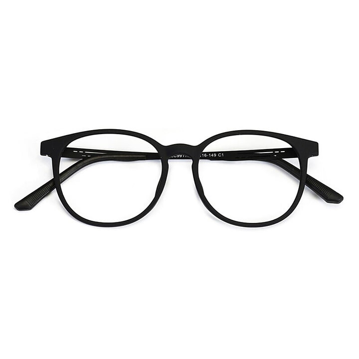 KatKani Unisex Full Rim Round TR 90 Resin Titanium Frame Eyeglasses K99113 Full Rim KatKani Eyeglasses Black  