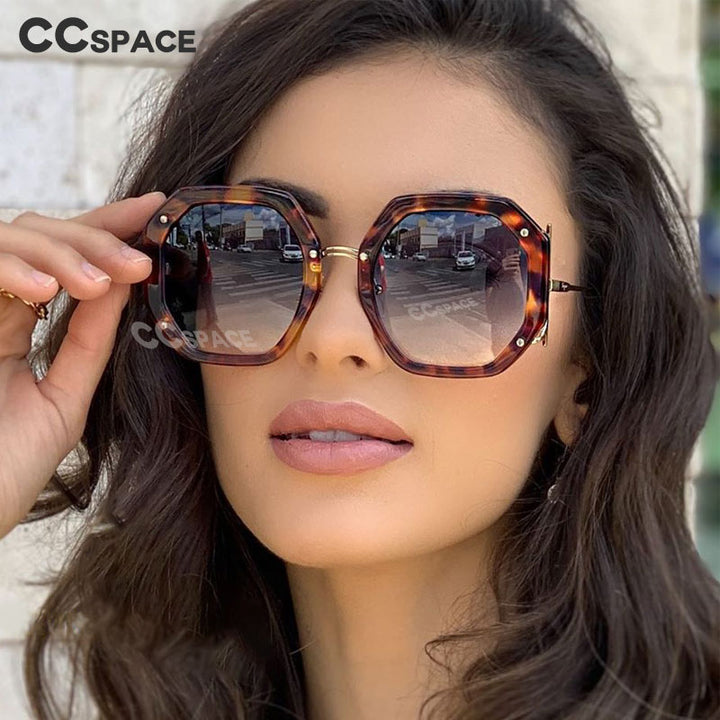 CCSpace Women's Full Rim Polygon Square Frame Sunglasses 48154 Sunglasses CCspace Sunglasses   