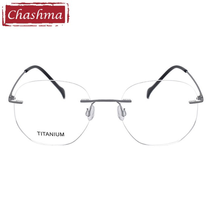 Unisex Round Rimless Titanium Frame Eyeglasses 5010 Rimless Chashma Silver  