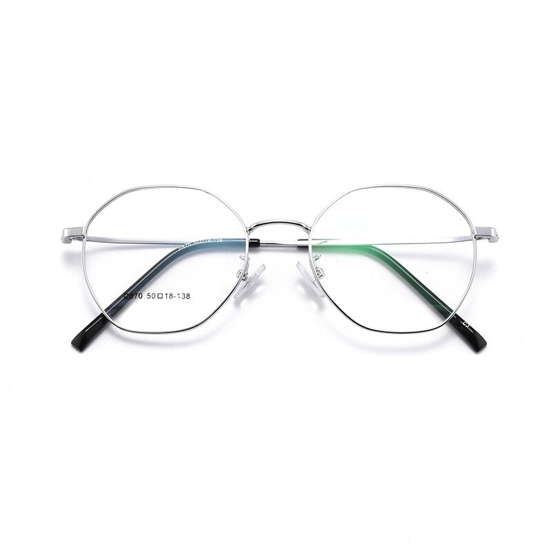 Unisex Oval Full Rim Alloy Frame Eyeglasses Scd870 Full Rim Bclear silver  
