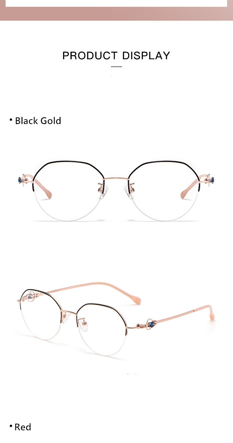Yimaruili Unisex Semi Rim Alloy Frame Eyeglasses 8001Z Semi Rim Yimaruili Eyeglasses   