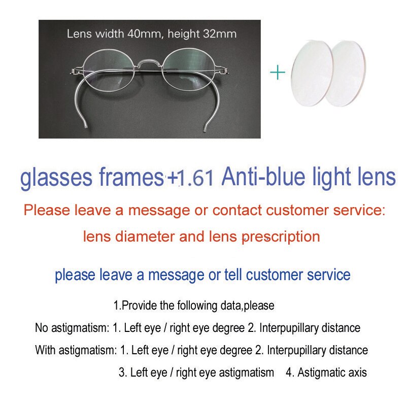 Unisex Handcrafted Eyeglasses Oval Stainless Steel Frame Customizable Lenses Frame Yujo Anti blue light China 