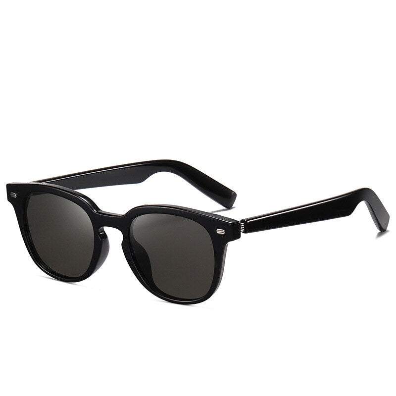 KatKani Unisex Full Rim Round TR 90 Resin Frame Sunglasses HD Nylon Lenses C2010 Sunglasses KatKani Sunglasses Bright Black Other 