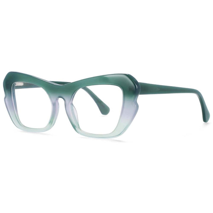 CCSpace Unisex Full Rim Oversized Square Cat Eye Acetate Frame Eyeglasses 54059 Full Rim CCspace Green  
