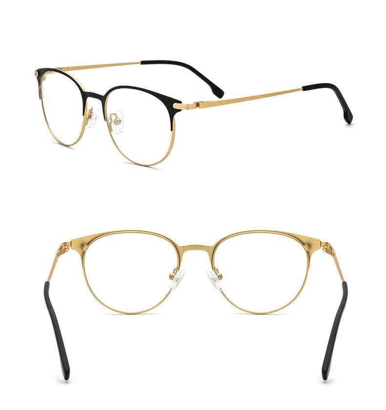 Aissuarvey Round Alloy Full Rim Frame Unisex Screwless Eyeglasses Full Rim Aissuarvey Eyeglasses Black gold CN 