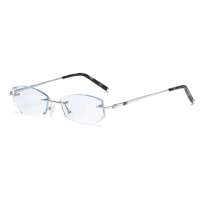 Zirosat 9119 Unisex Eyeglasses Pure Titanium Rimless - silver diamond cut