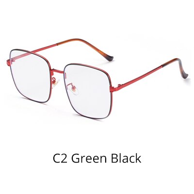 Ralferty Men's Eyeglasses Anti Blue Light Square Oversize W5103 Anti Blue Ralferty C2 Green Black  