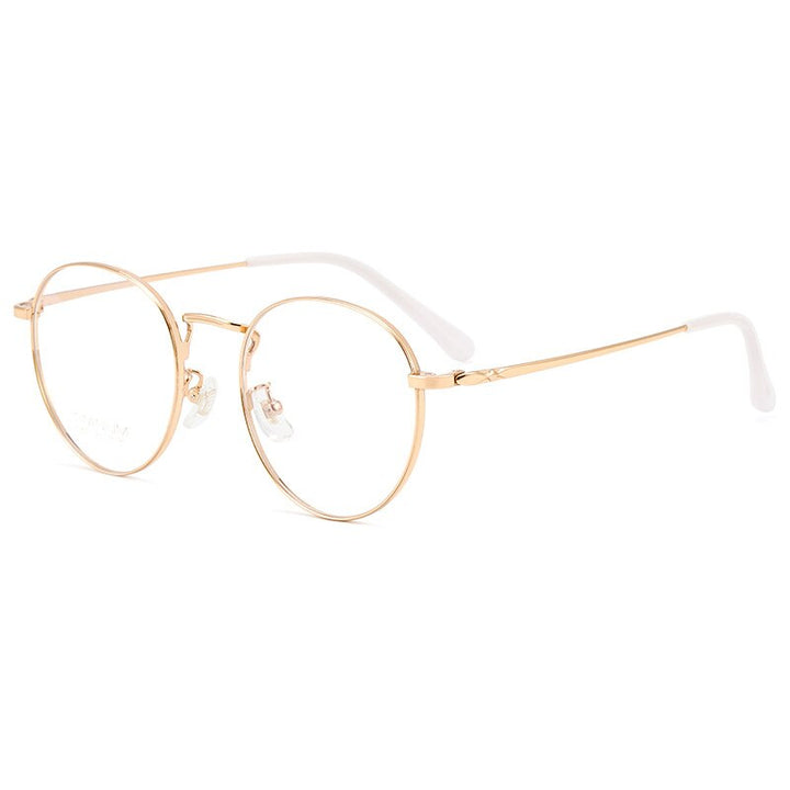 Yimaruili Unisex Full Rim Round Titanium Frame Eyeglasses CK803 Full Rim Yimaruili Eyeglasses Rose Gold  