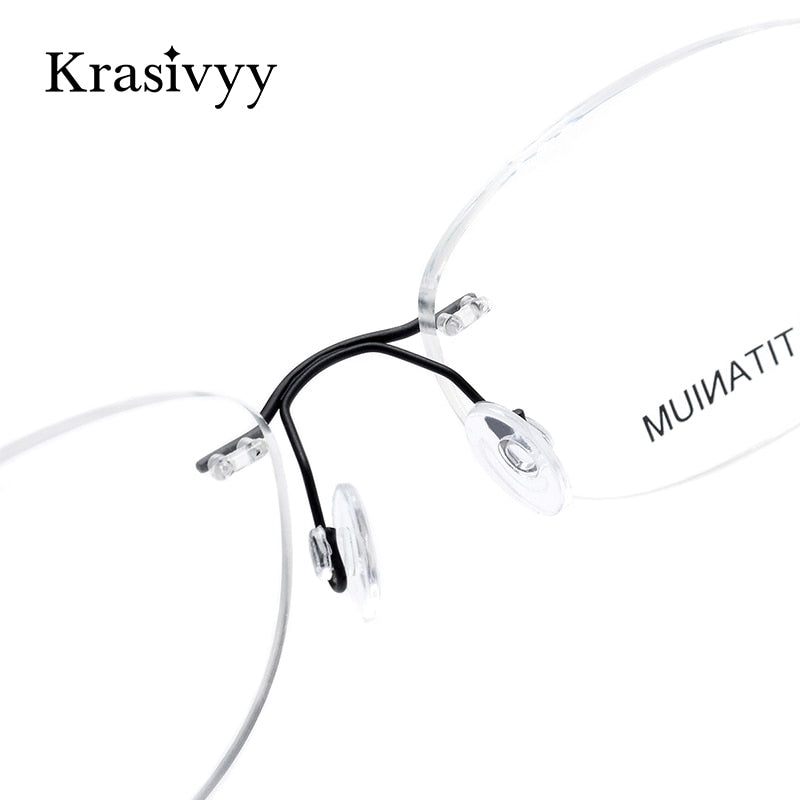 Krasivyy Unisex Rimless Square Titanium Eyeglasses Kr16013 Rimless Krasivyy   