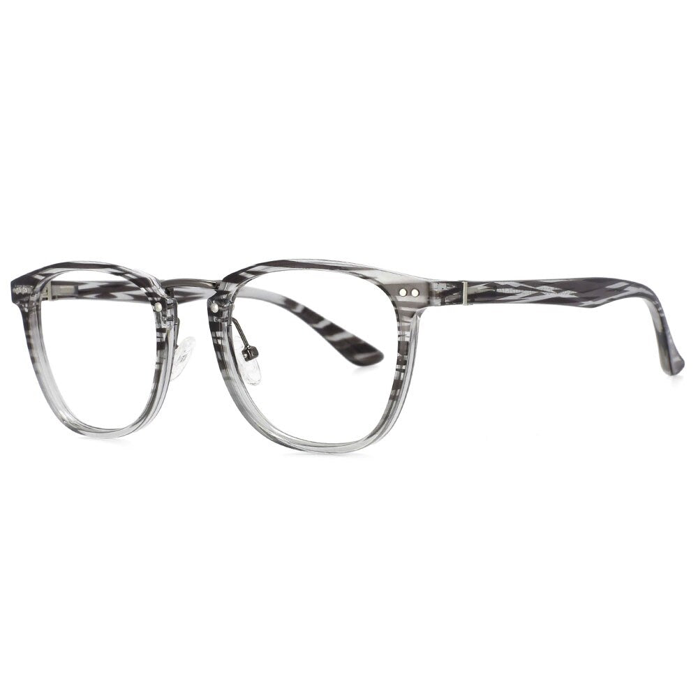 CCspace Unisex Full Rim Square Tr 90 Titanium Rivet Frame Eyeglasses 53647 Full Rim CCspace stripe  