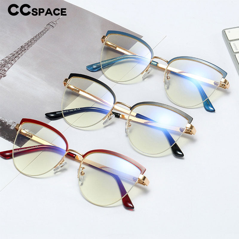 CCSpace Unisex Full Rim Cat Eye Alloy Frame Eyeglasses 48193 Full Rim CCspace   