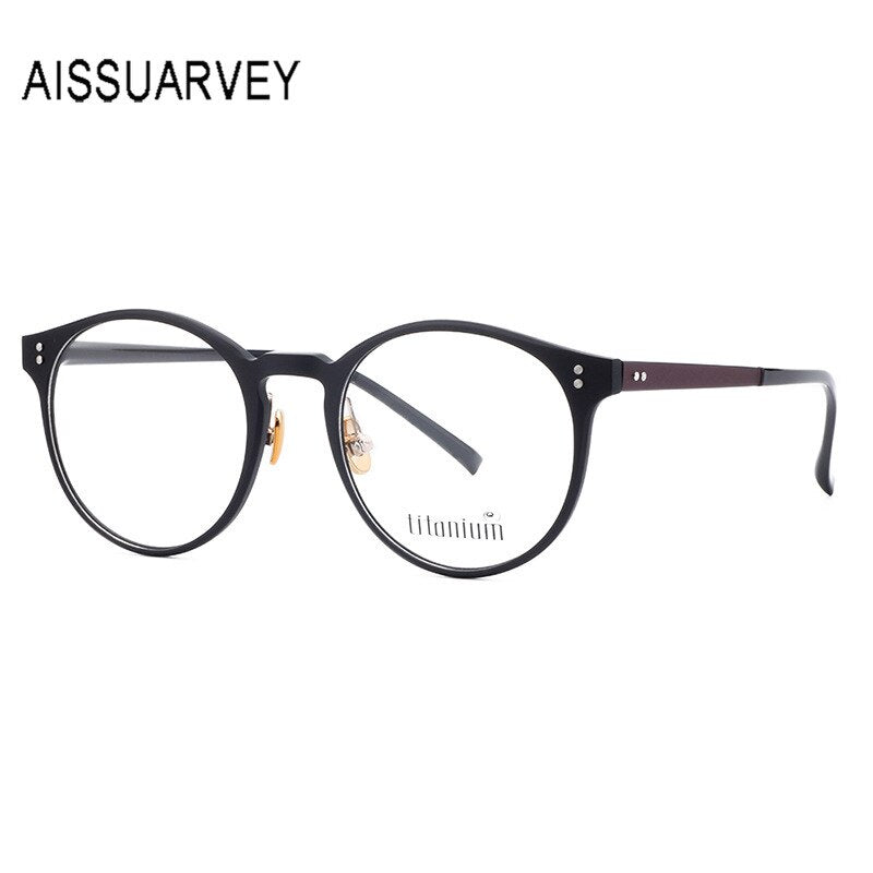 Aissuarvey Ultem Metal Round Full Rim Frame Unisex Eyeglasses Acetate Temples 9003 Full Rim Aissuarvey Eyeglasses C1 CN 