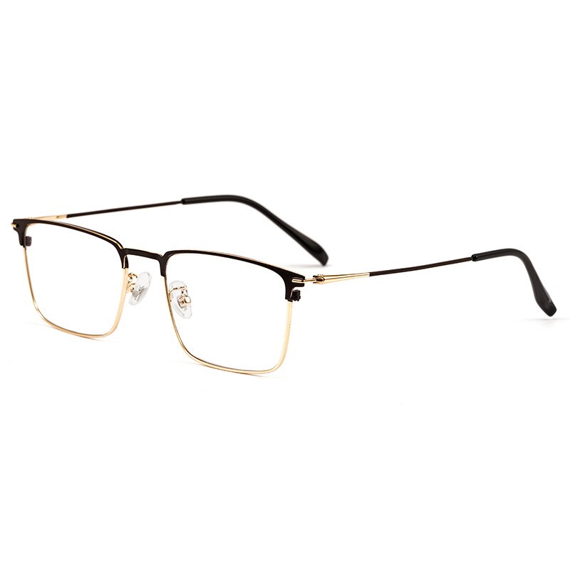 Yimaruili Men's Full Rim Square Two Tone Titanium Plated Frame Eyeglasses Y0606 Full Rim Yimaruili Eyeglasses Black Gold  