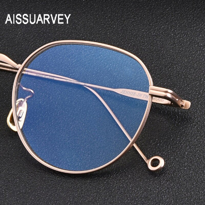 Aissuarvey Round Full Rim Titanium Frame Eyeglasses Unisex Full Rim Aissuarvey Eyeglasses   