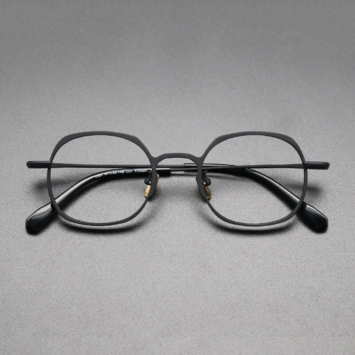 Gatenac Unisex Full Rim Square Titanium Frame Eyeglasses Gxyj567 Full Rim Gatenac Black  