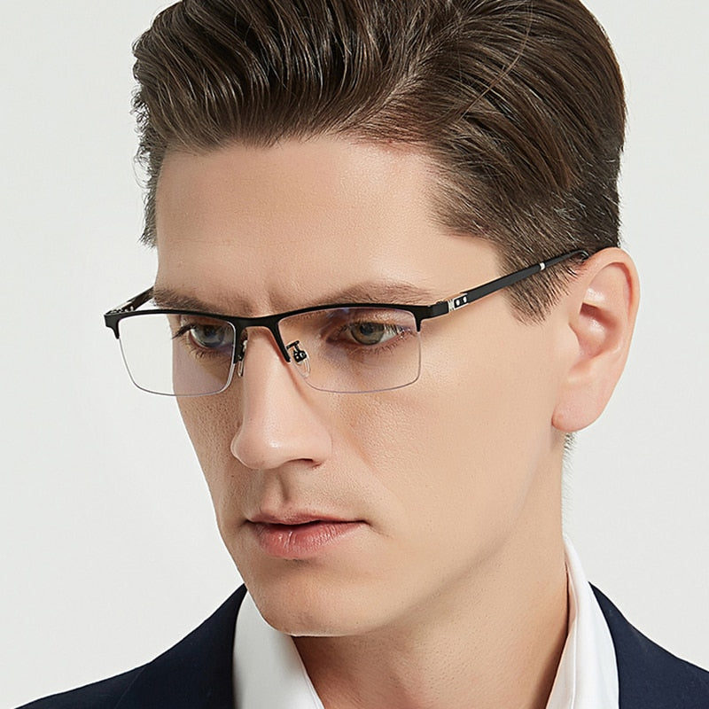 Aidien Men's Custom Lens Semi Rim Alloy Frame Eyeglasses AR5055 Semi Rim Aidien   