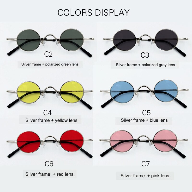 Unisex Small Round Full Rim Alloy Frame Polarized Lens Sunglasses Sunglasses Yujo   